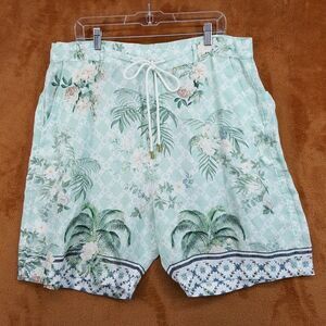 HOTEL FRANKS CAMILLA Shorts Mens XXL Aqua Floral Linen Drawstring JARDIM $395